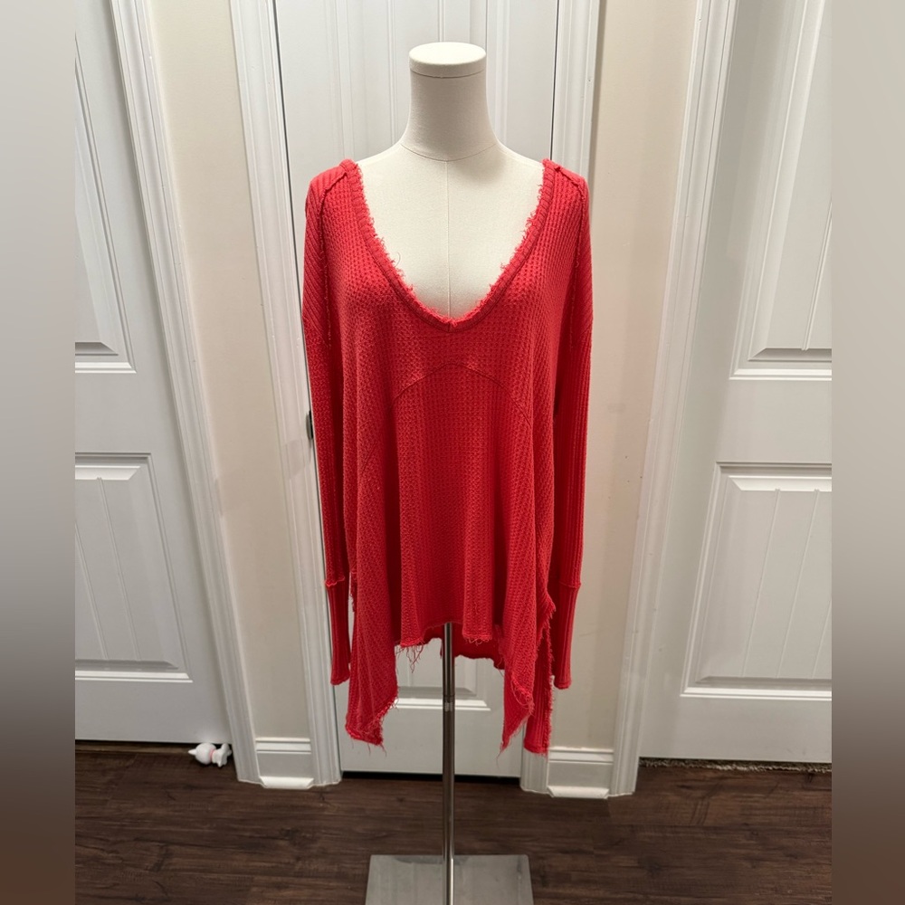 Free People Sunset Park Thermal V Neck Top